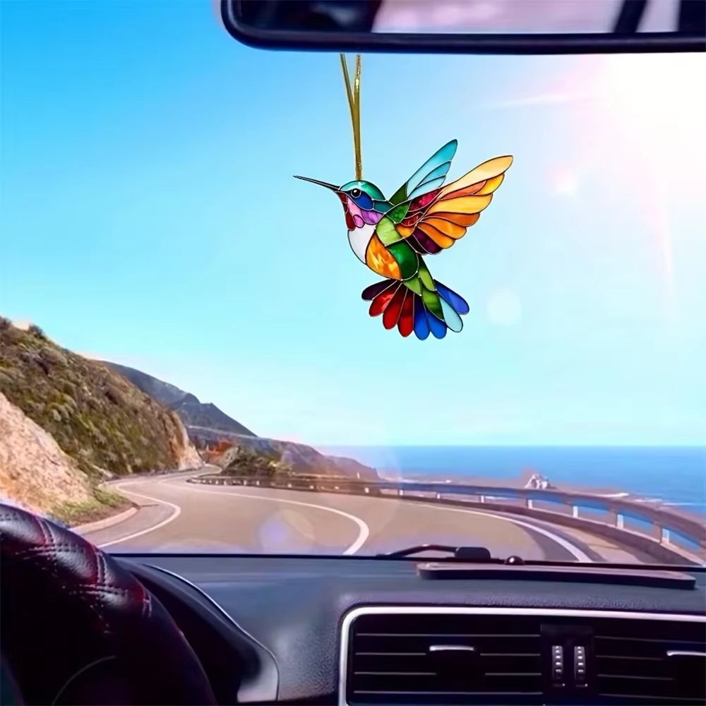 Kawaii Acrylic Hummingbird Wind Chime Keychain Colorful Hanging Room And Car Decor 3