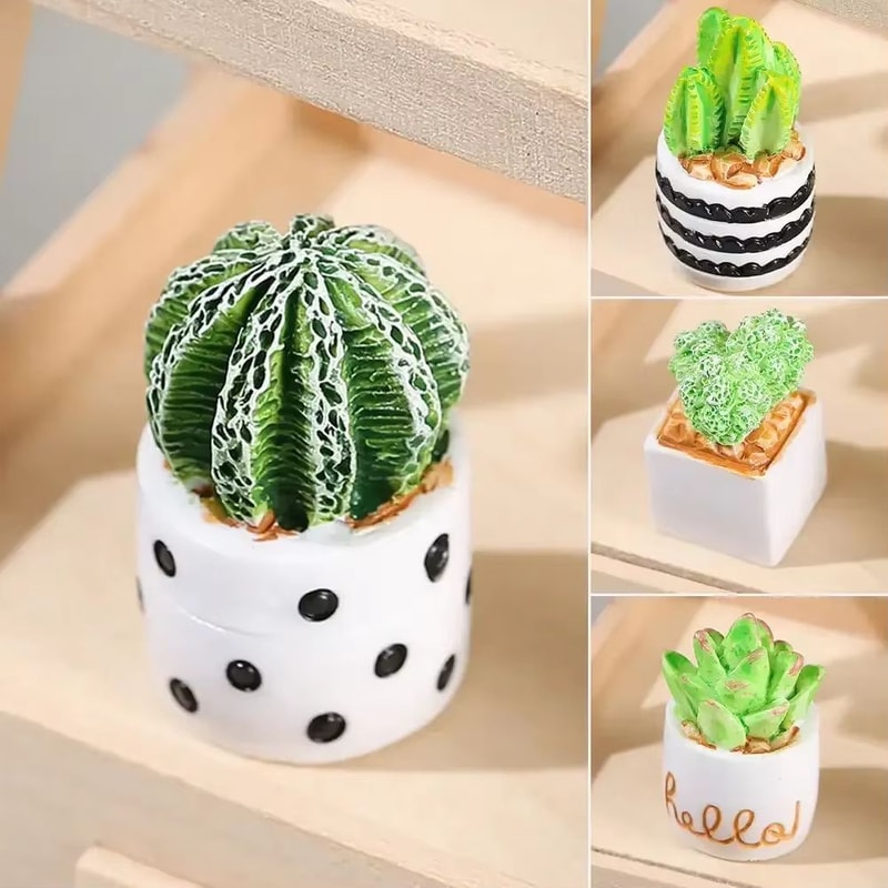 Mini Resin Dollhouse Plant Pot 112 Scale Realistic Potted Flower Decor 1