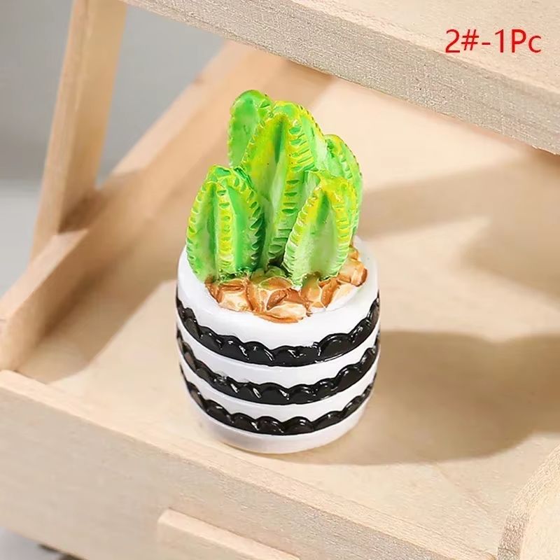 Mini Resin Dollhouse Plant Pot 112 Scale Realistic Potted Flower Decor 6