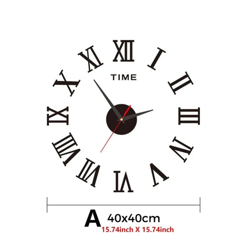 Large 3D DIY Wall Clock Frameless Silent Sticker Modern Wall Decor 1
