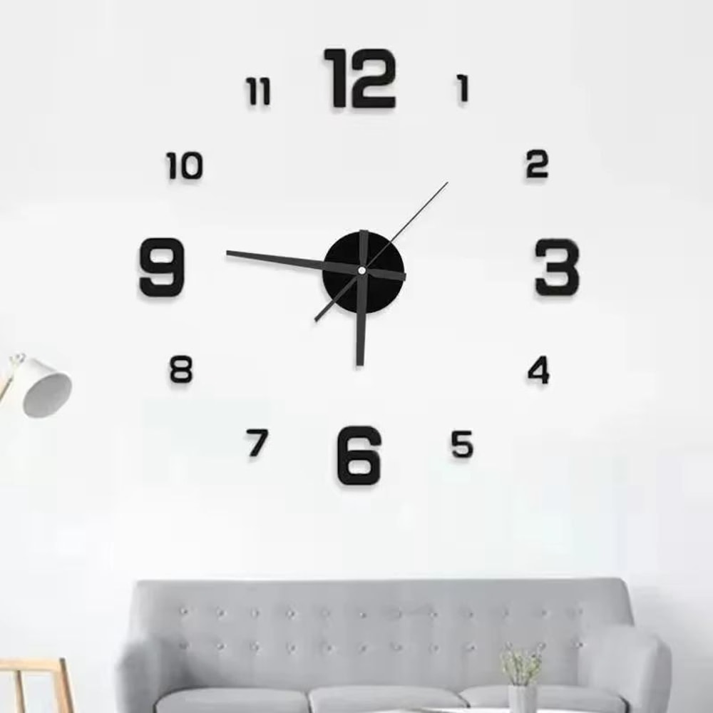 Large 3D DIY Wall Clock Frameless Silent Sticker Modern Wall Decor 6