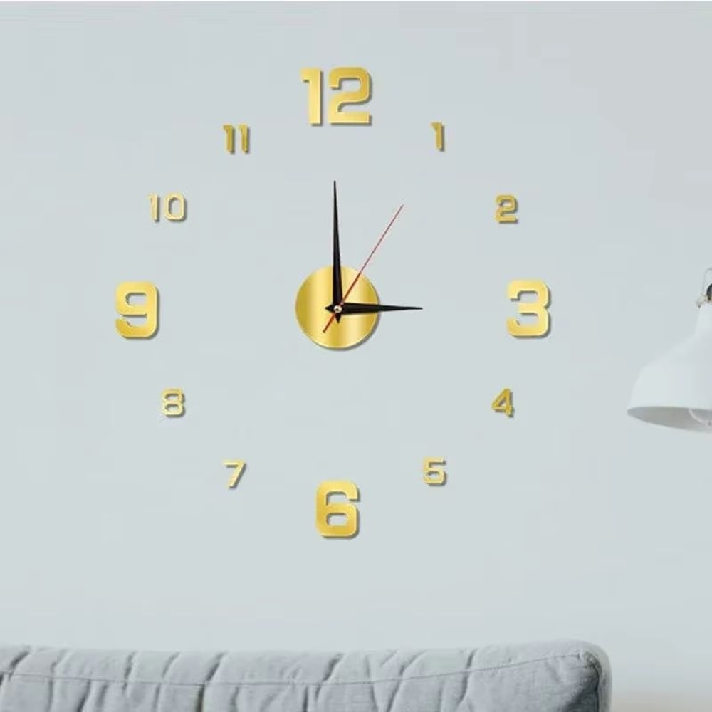 Large 3D DIY Wall Clock Frameless Silent Sticker Modern Wall Decor 10