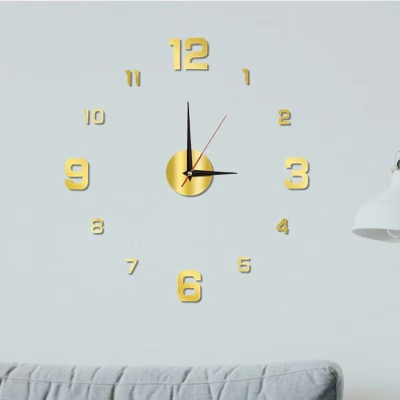 Large 3D DIY Wall Clock Frameless Silent Sticker Modern Wall Decor 10