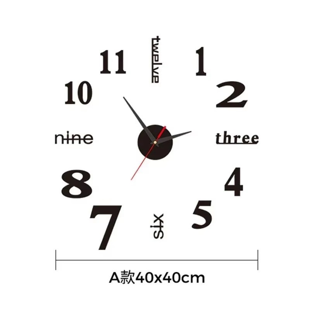 Large 3D DIY Wall Clock Frameless Silent Sticker Modern Wall Decor 12