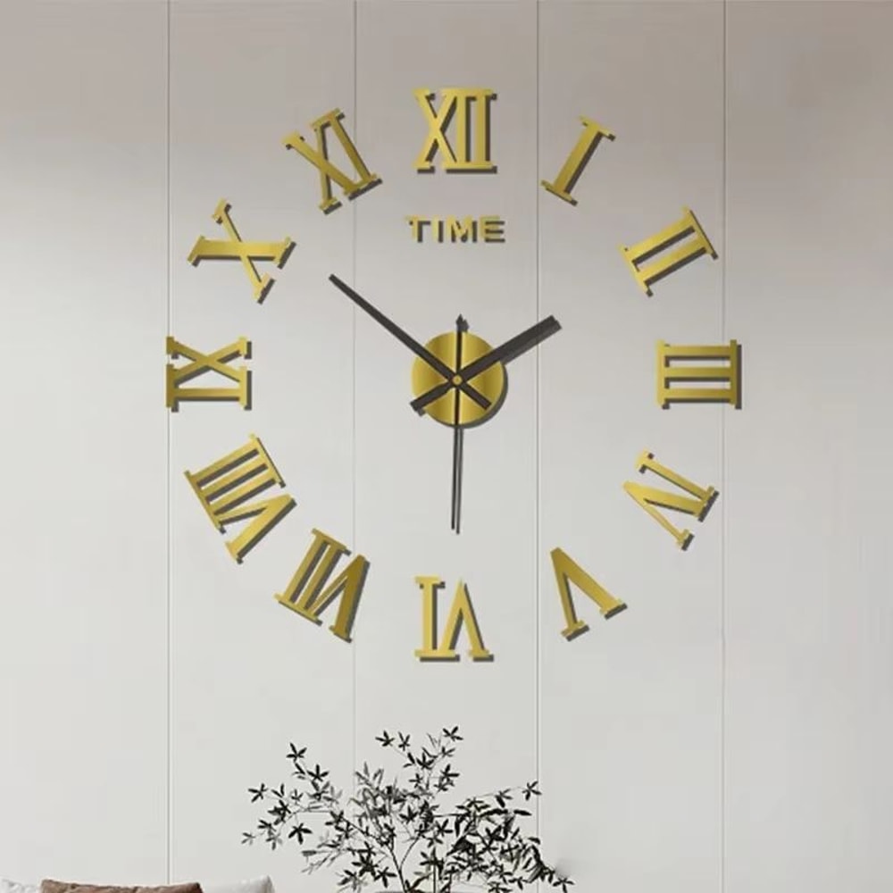 Large 3D DIY Wall Clock Frameless Silent Sticker Modern Wall Decor 8
