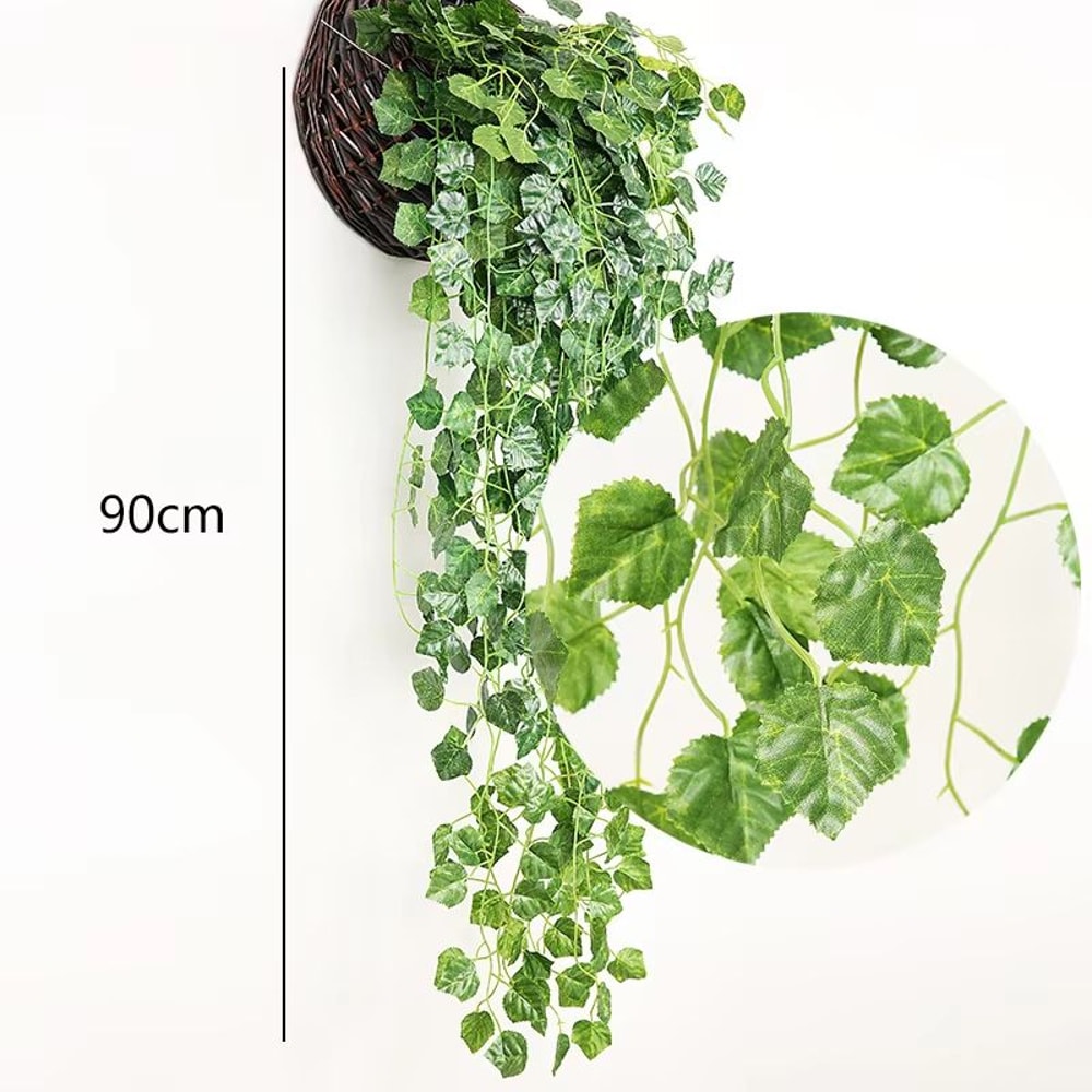 Artificial Rattan Hanging Plant Basket Ivy Vine Greenery Wall And Garden Decor 13