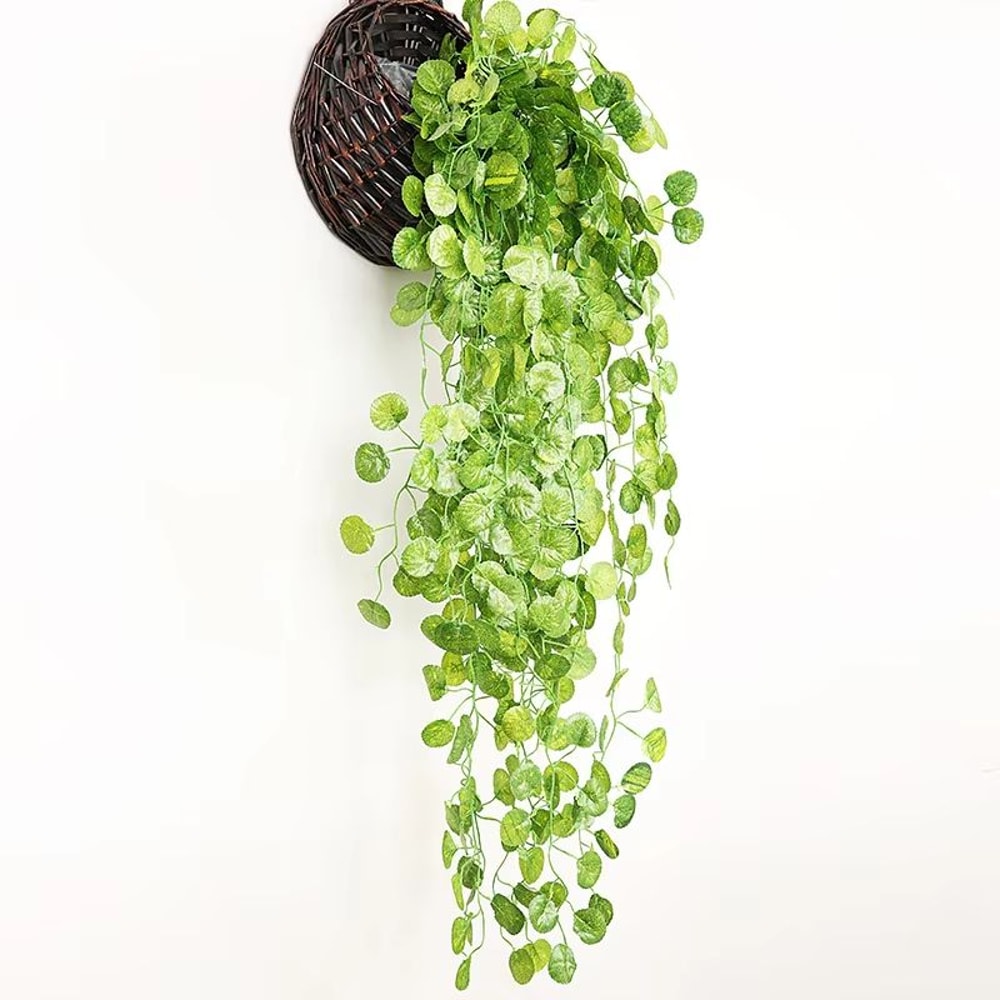 Artificial Rattan Hanging Plant Basket Ivy Vine Greenery Wall And Garden Decor 5