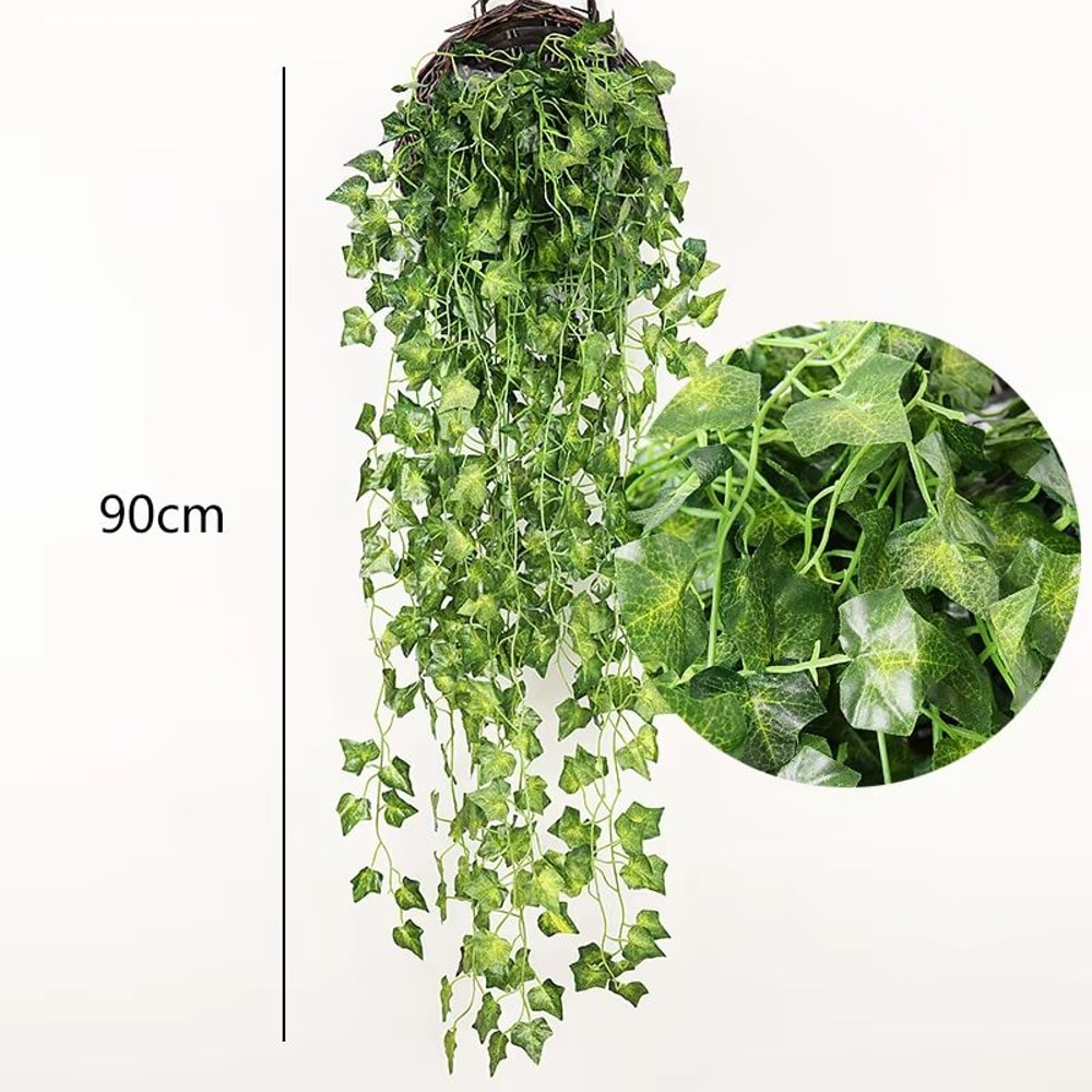 Artificial Rattan Hanging Plant Basket Ivy Vine Greenery Wall And Garden Decor 7