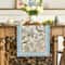 Blue Birds Floral Linen Table Runner Blossom Pattern Dining And Wedding Decor 1
