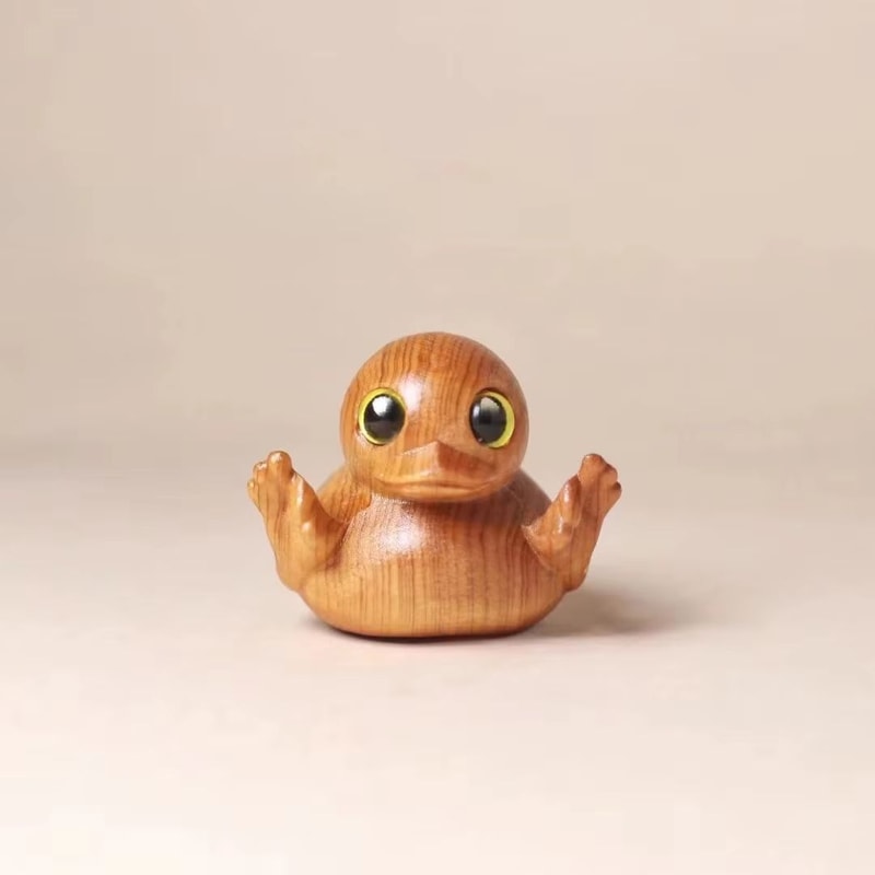 Funny Middle Finger Duck Wooden Figurine Mini Desk Decor Gag Gift 8