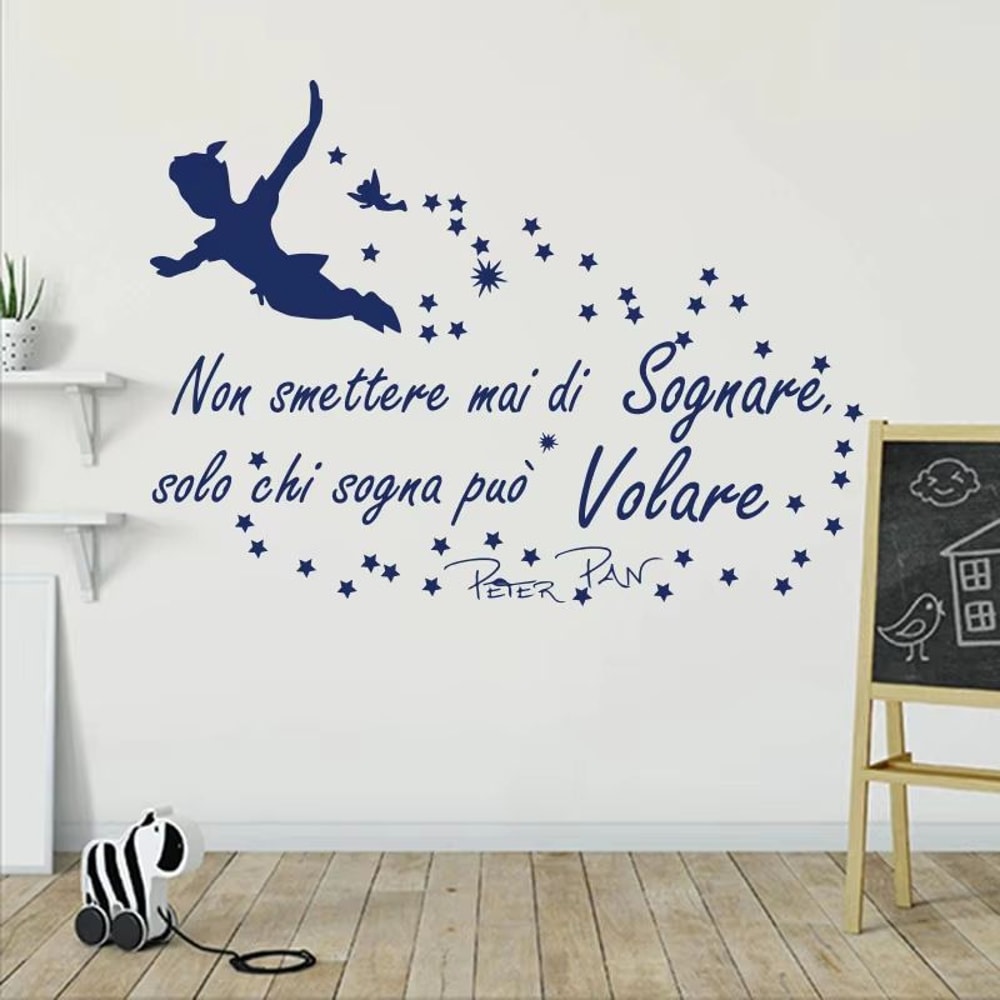 Italian Peter Pan Quote Wall Sticker Inspirational Nursery Kids Room Decor 1