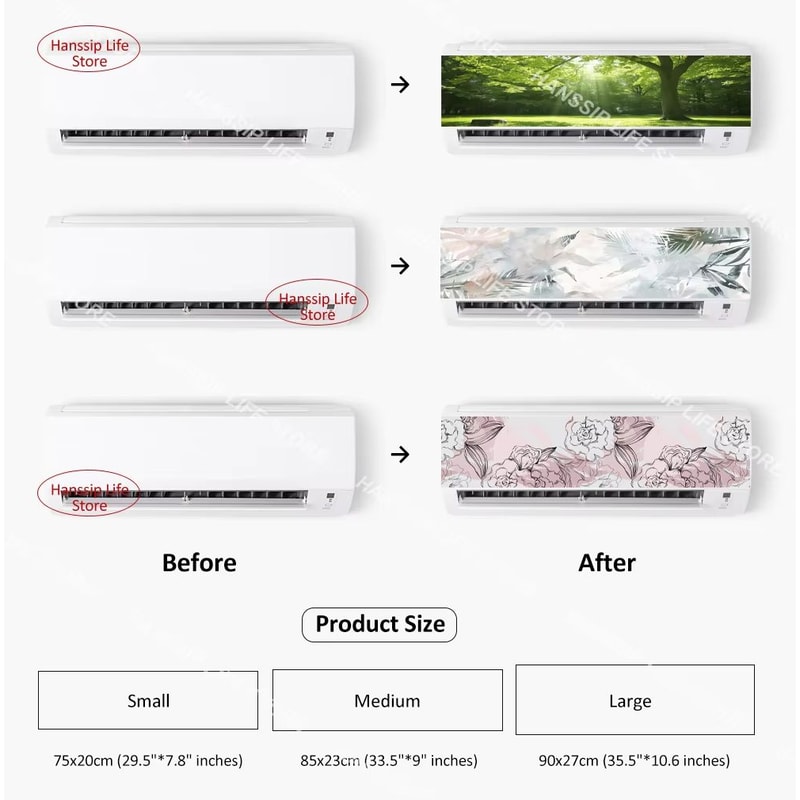 3D Geometric Air Conditioner Panel Wall Sticker Modern Home Decor Decal 1