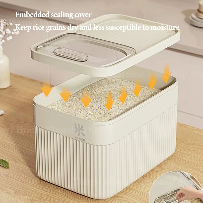 Airtight Rice Storage Container 5kg 10kg 15kg Kitchen Grain Organizer With Lid 4