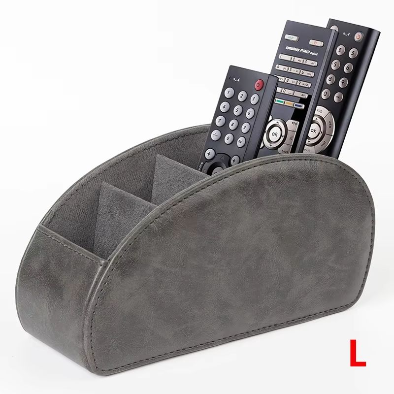 Premium PU Leather Remote Control Holder With 5 Compartments Desktop Organizer 12