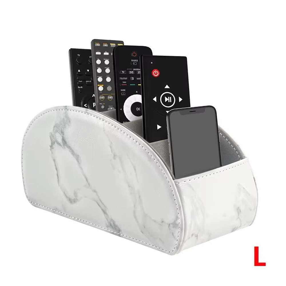 Premium PU Leather Remote Control Holder With 5 Compartments Desktop Organizer 14