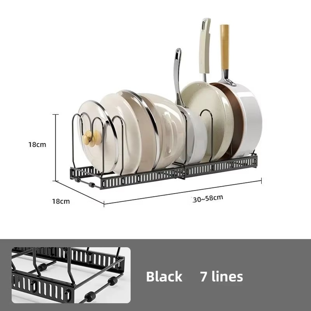 Expandable MultiLayer Carbon Steel Pot And Pan Organizer Rack For Kitchen Storage 6