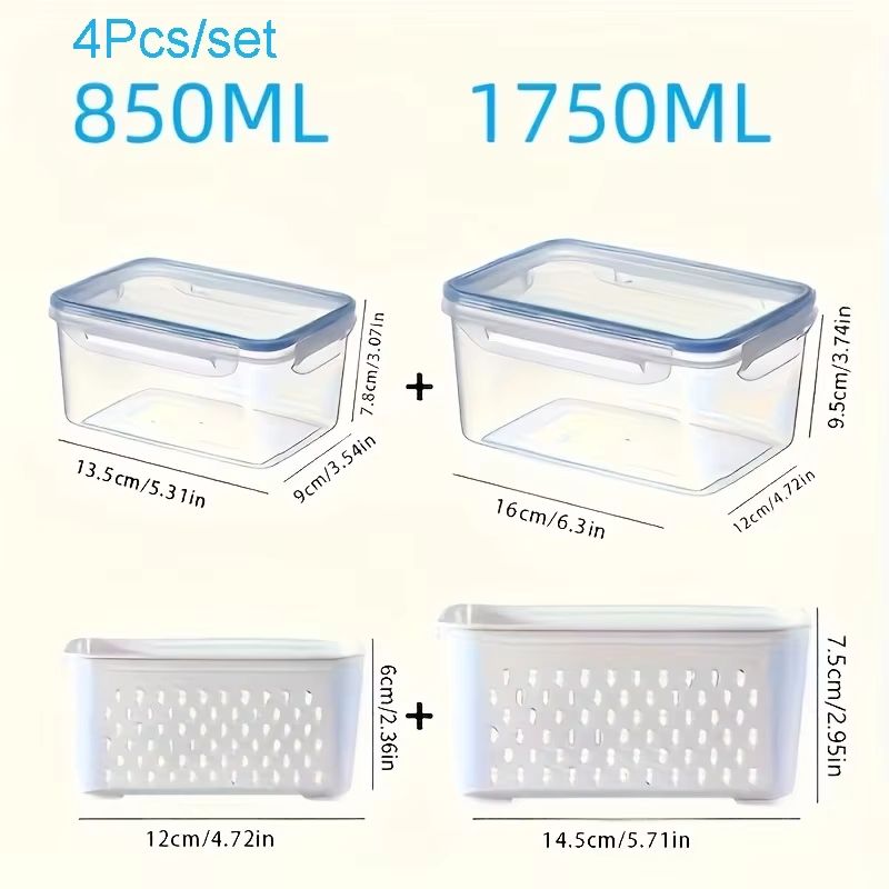 FreshLock Fridge Produce Storage Containers With Strainer Set 7