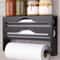 Bamboo Wall Mounted Cling Film And Foil Dispenser With Cutter And Paper Towel Holder 3