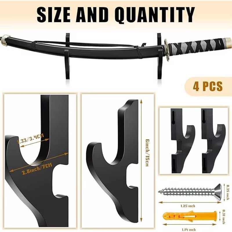 Wooden Wall Mounted Sword And Gun Display Rack For Katana And Rifle Storage 5