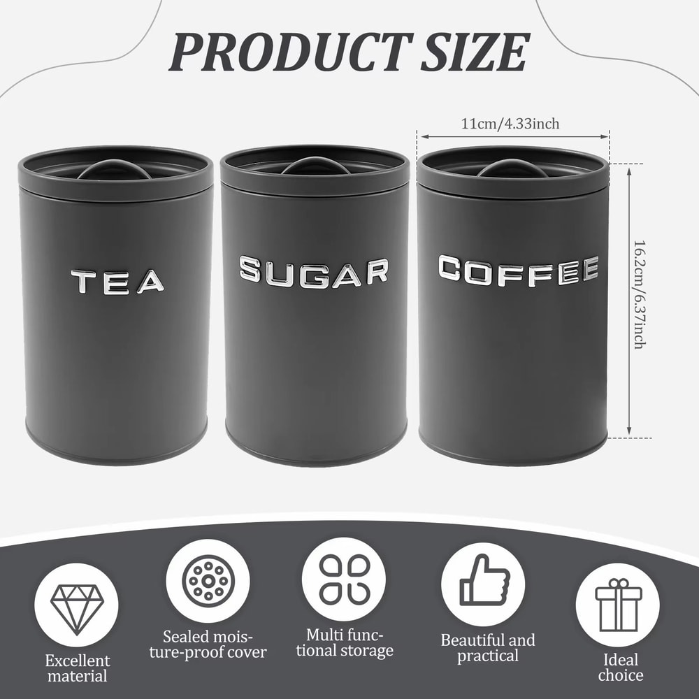 3Piece Airtight Coffee Tea And Sugar Canister Set For Kitchen Countertop Storage 1