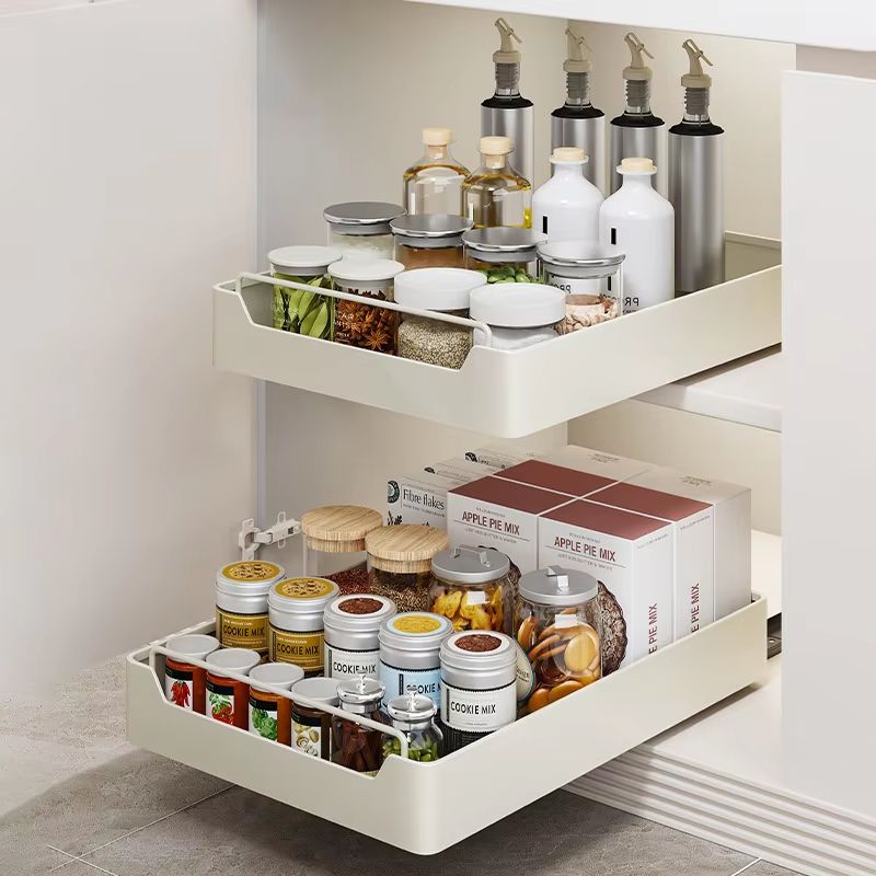 SlideEase Pull Out Cabinet Spice Rack With Rails Metal Kitchen Organizer 2