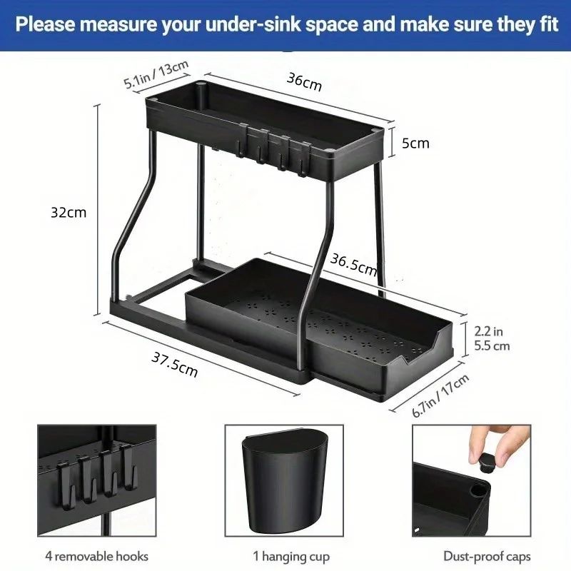 SlideStack Multi Layer Pull Out Storage Rack Kitchen Bathroom Organizer 5