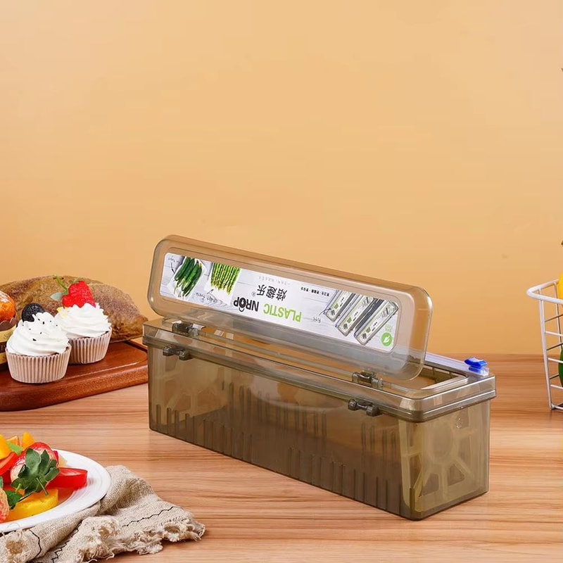 Magnetic Plastic Wrap Dispenser With Slide Cutter For Easy Kitchen Organization 0