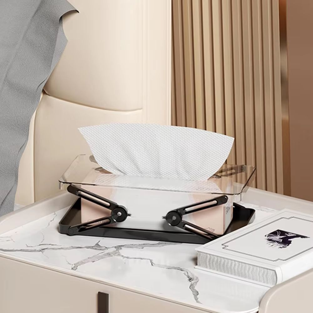 Adjustable Lift Tissue Storage Box With AntiSlip Base And Expandable Paper Towel Holder 3