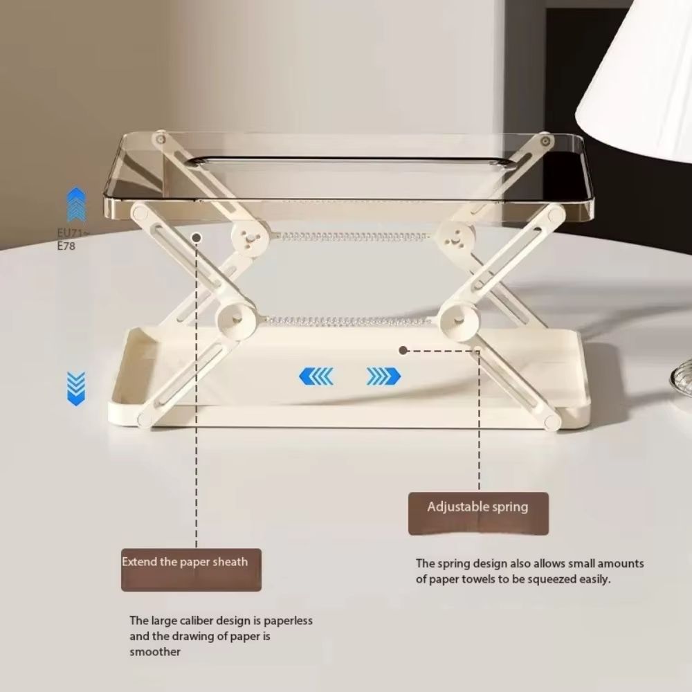 Adjustable Lift Tissue Storage Box With AntiSlip Base And Expandable Paper Towel Holder 4