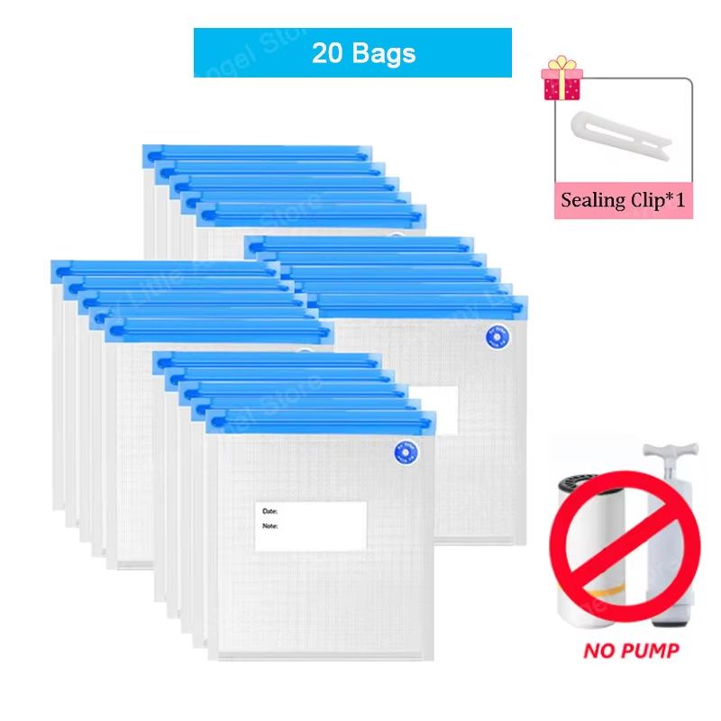Reusable Vacuum Food Storage Bag Set With USB Electric Pump And Airtight Zipper Seal 9