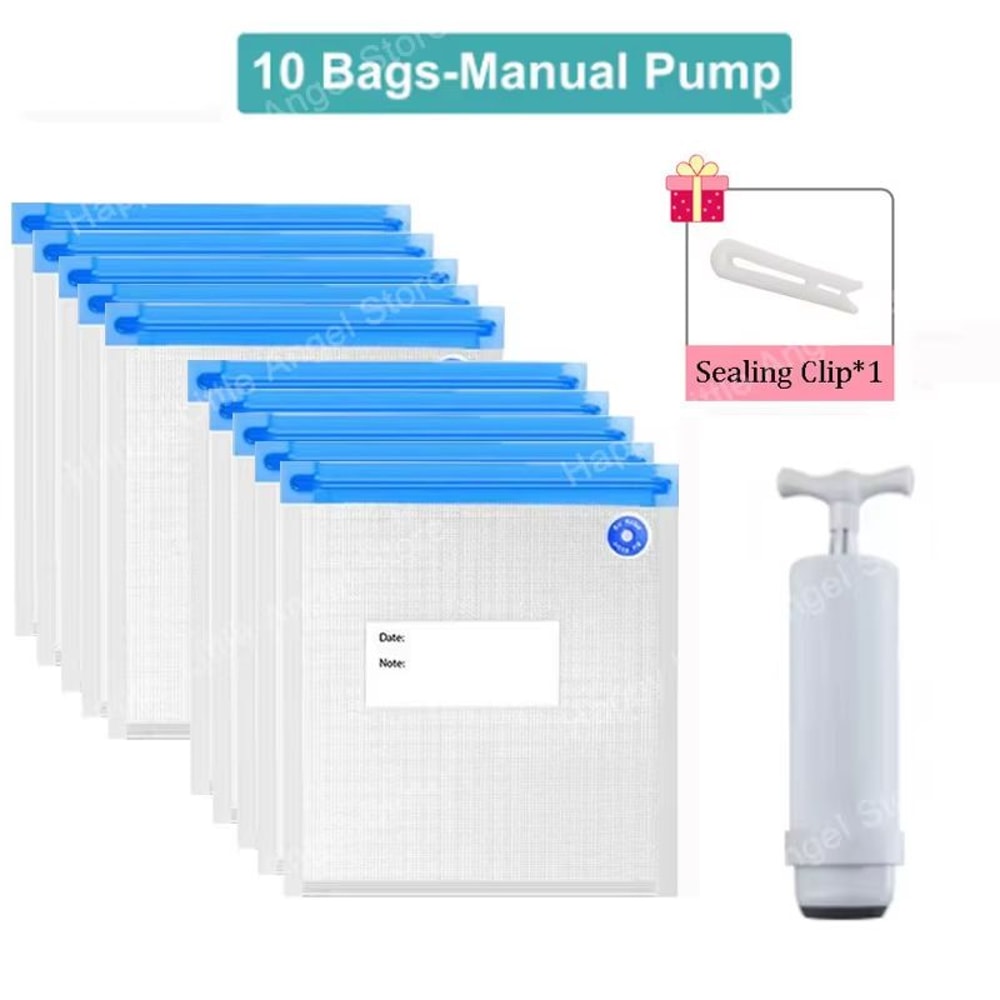 Reusable Vacuum Food Storage Bag Set With USB Electric Pump And Airtight Zipper Seal 8