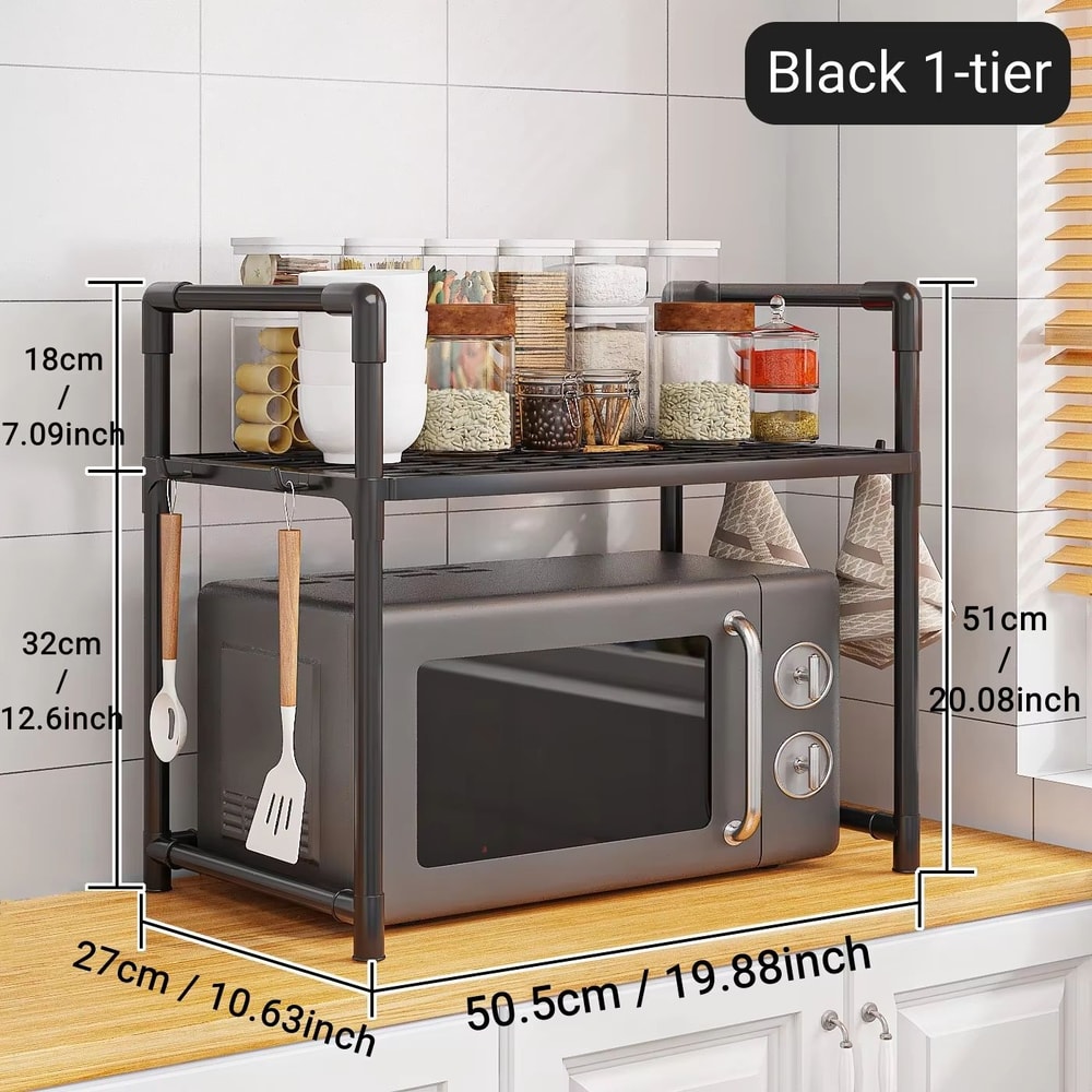 Compact Plastic Microwave Storage Rack Space Saving Countertop Organizer 6