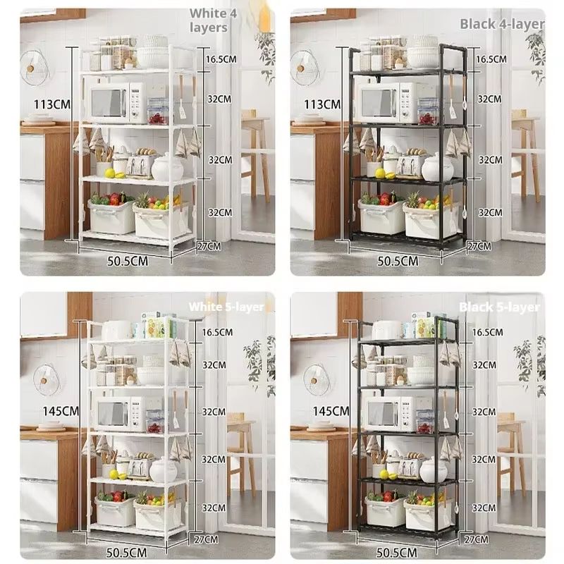 MultiLayer Floor Standing Kitchen Storage Rack For Microwave And Cookware Organization 5
