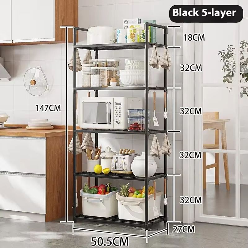 MultiLayer Floor Standing Kitchen Storage Rack For Microwave And Cookware Organization 8