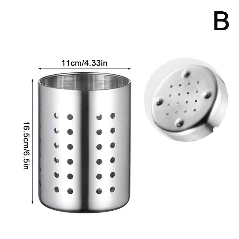 Stainless Steel Cutlery Holder With Drain Holes Chopsticks Spoon Fork Organizer 7