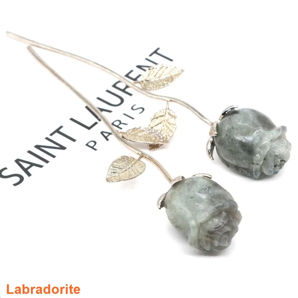 Hand Carved Rose Quartz Crystal Flower Romantic Healing Gem Decor Gift 16