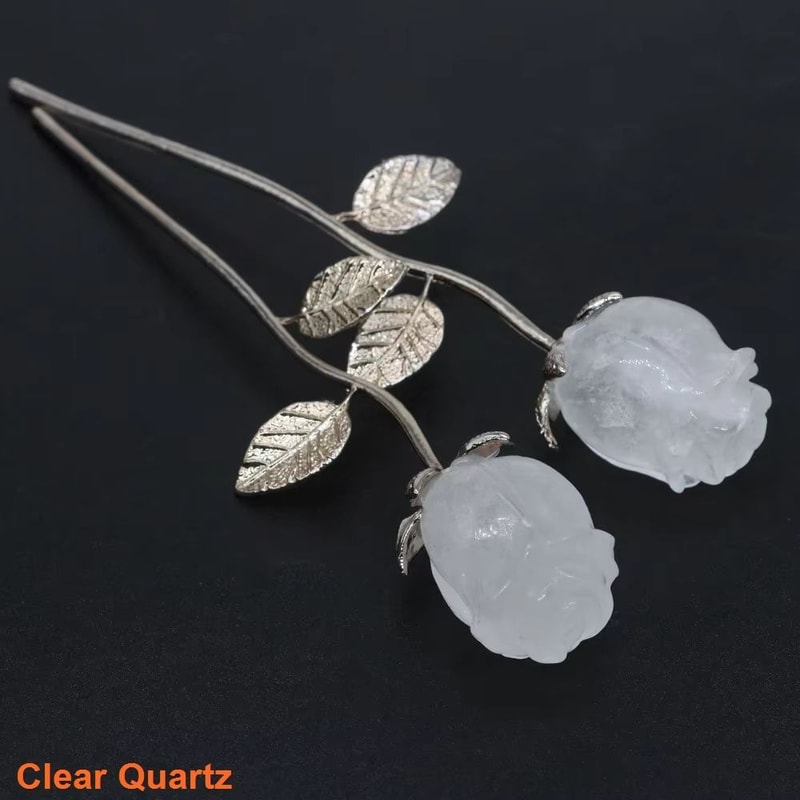 Hand Carved Rose Quartz Crystal Flower Romantic Healing Gem Decor Gift 19