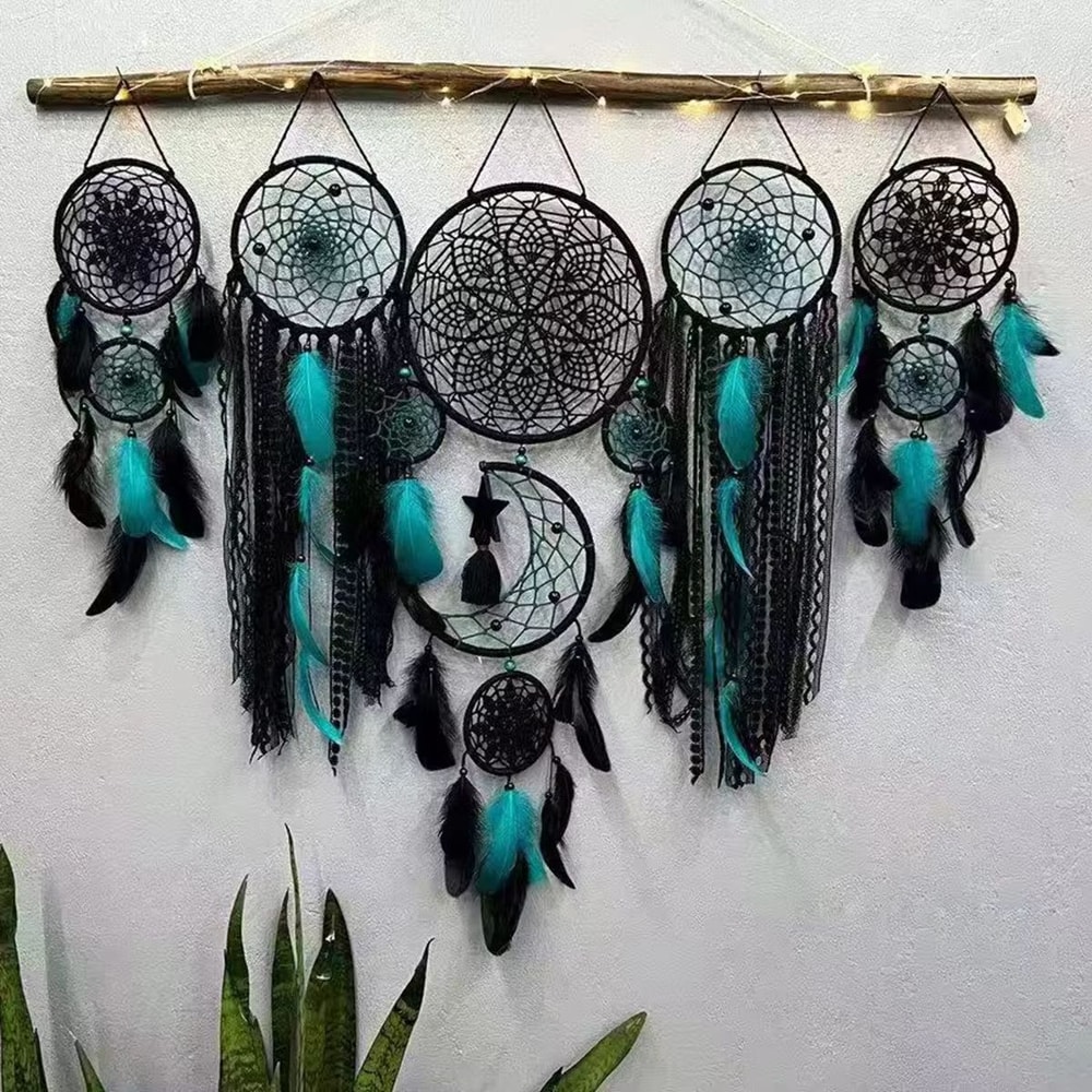 5Piece Boho Macrame Dream Catcher Set Moon Wall Hanging Decor 12