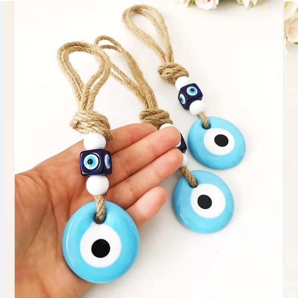 Colorful Turkish Evil Eye Glass Wall Hanging With Multicolor Beads For Home Protection 2