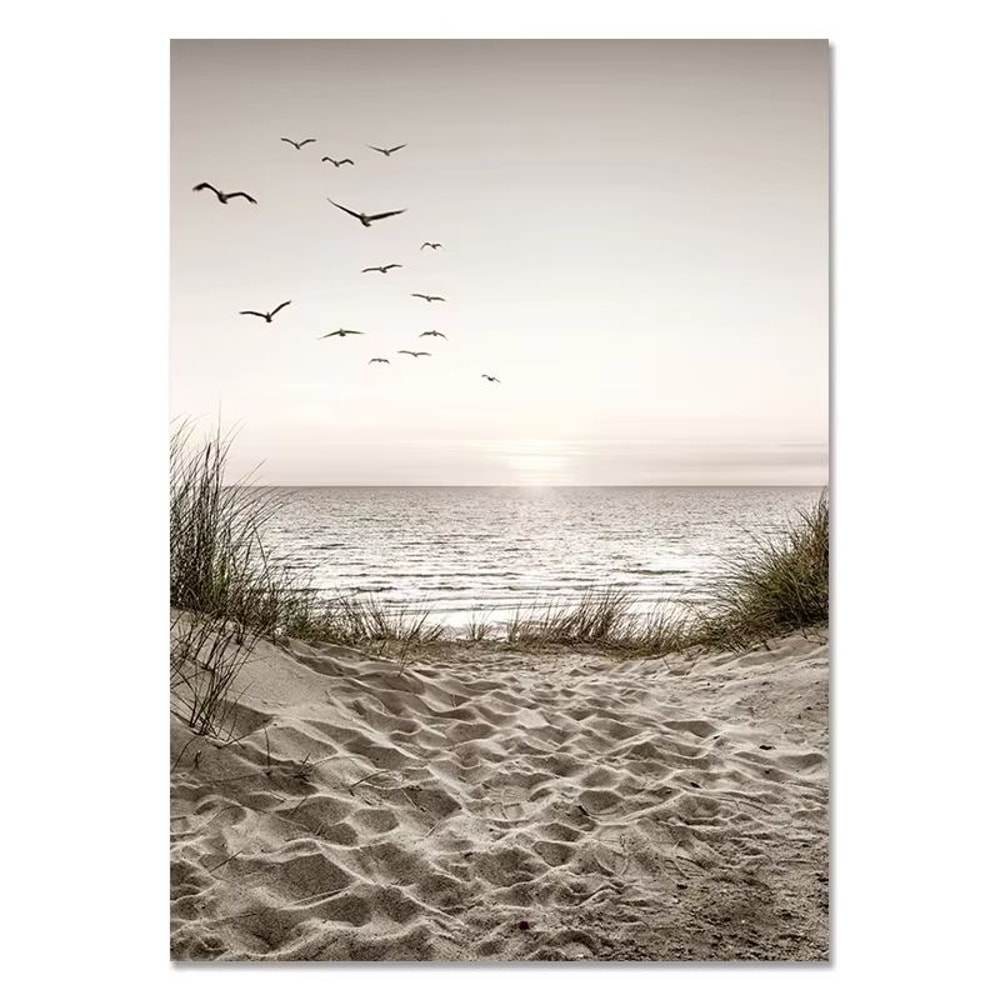 Nordic White Shell Beach Dandelion Canvas Wall Art Minimalist Living Room Decor 11