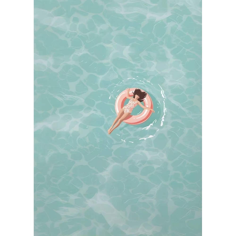 Nordic Summer Pool Party Girl Canvas Wall Art For Coastal Living Room Decor 9