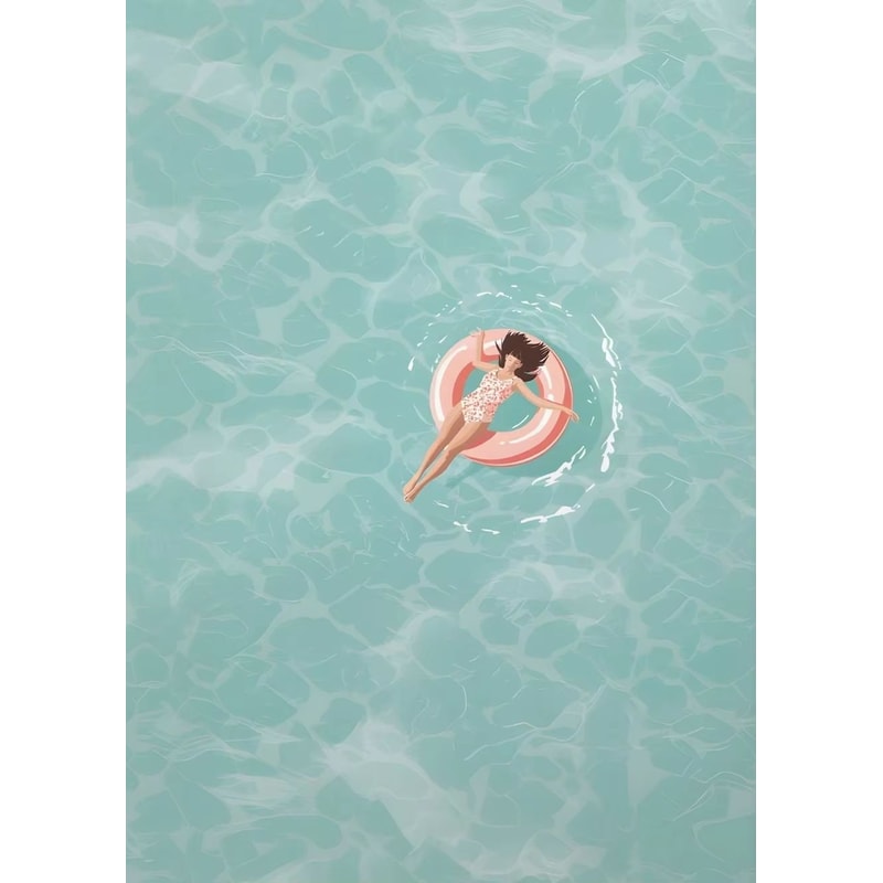 Nordic Summer Pool Party Girl Canvas Wall Art For Coastal Living Room Decor 9