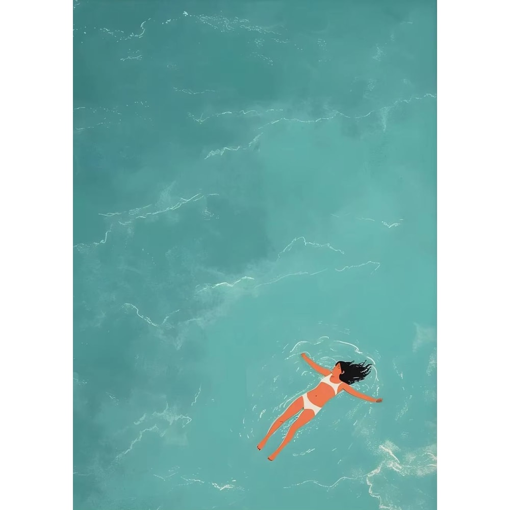 Nordic Summer Pool Party Girl Canvas Wall Art For Coastal Living Room Decor 8