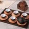 Walnut Wood Coaster Set 6Piece Japanese Style Insulated Round Drink Mats 3