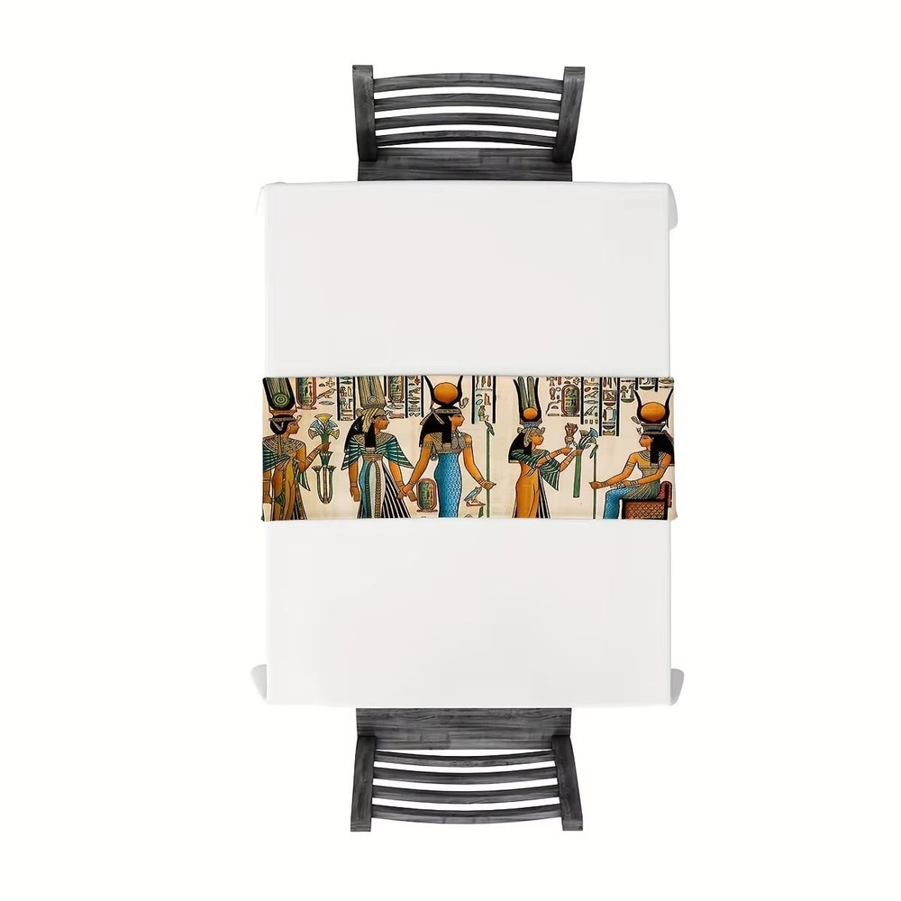 Ancient Egyptian Hieroglyph Linen Table Runner For Vintage Ethnic Home Decor 4