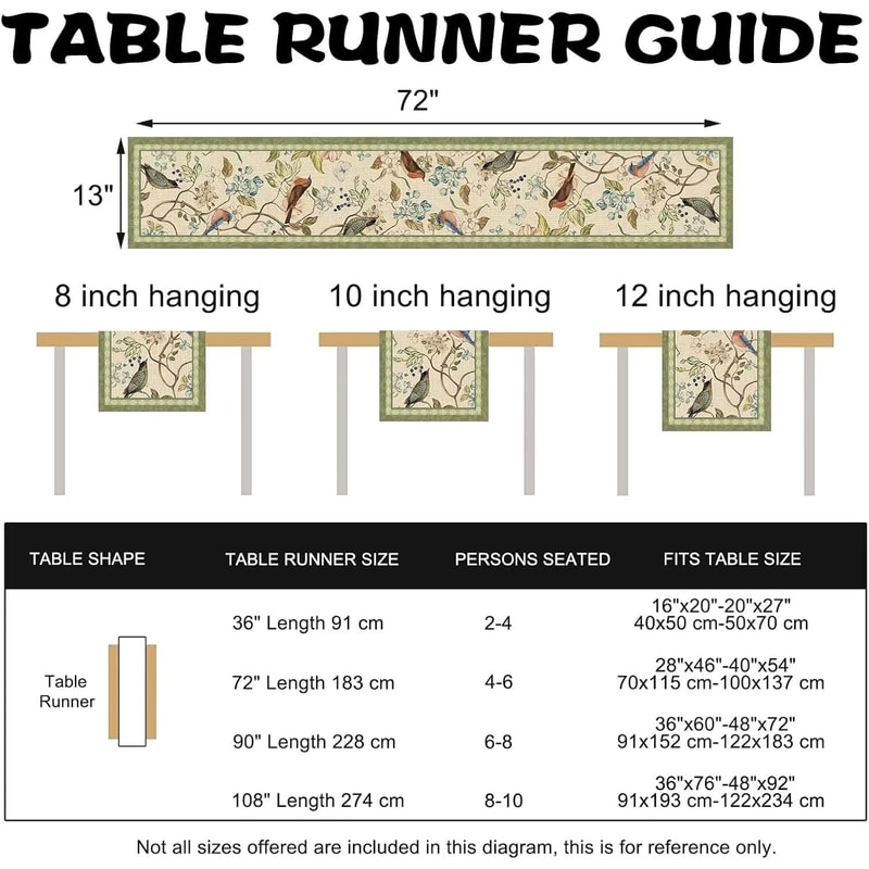 Vintage Floral Birds Linen Table Runner Farmhouse Summer Dining Table Decor 4