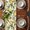 Watercolor Lemon Linen Table Runner Summer Green Leaf Dining Table Decor 2