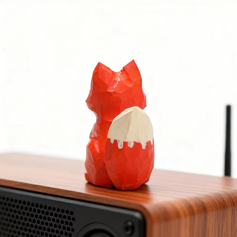 Handcrafted Wooden Fox Sculpture Mini Animal Figurine With Rustic Desktop Decor 2