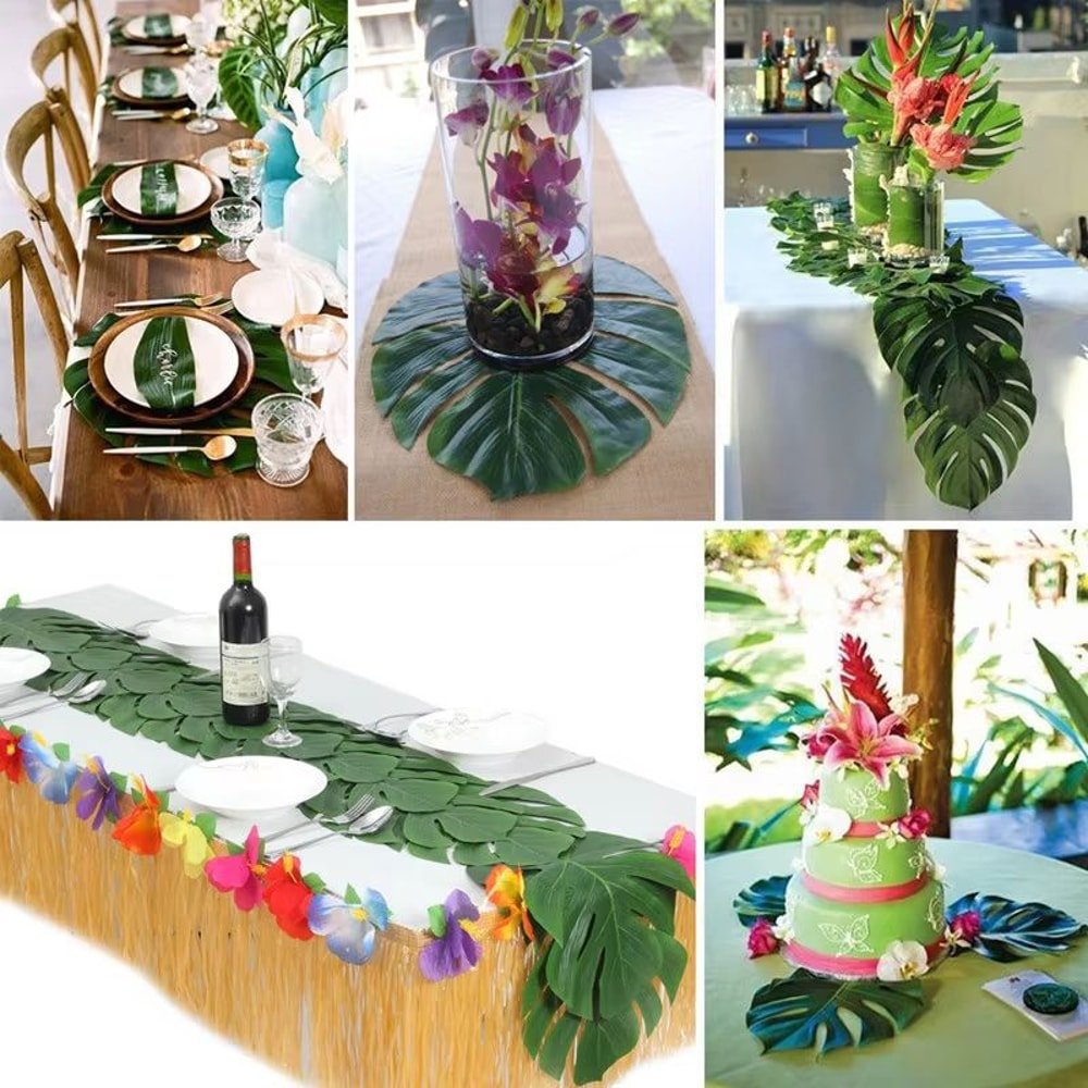 12Pcs Tropical Artificial Palm Leaves For Hawaiian Luau Party Decor And DIY Crafts 3