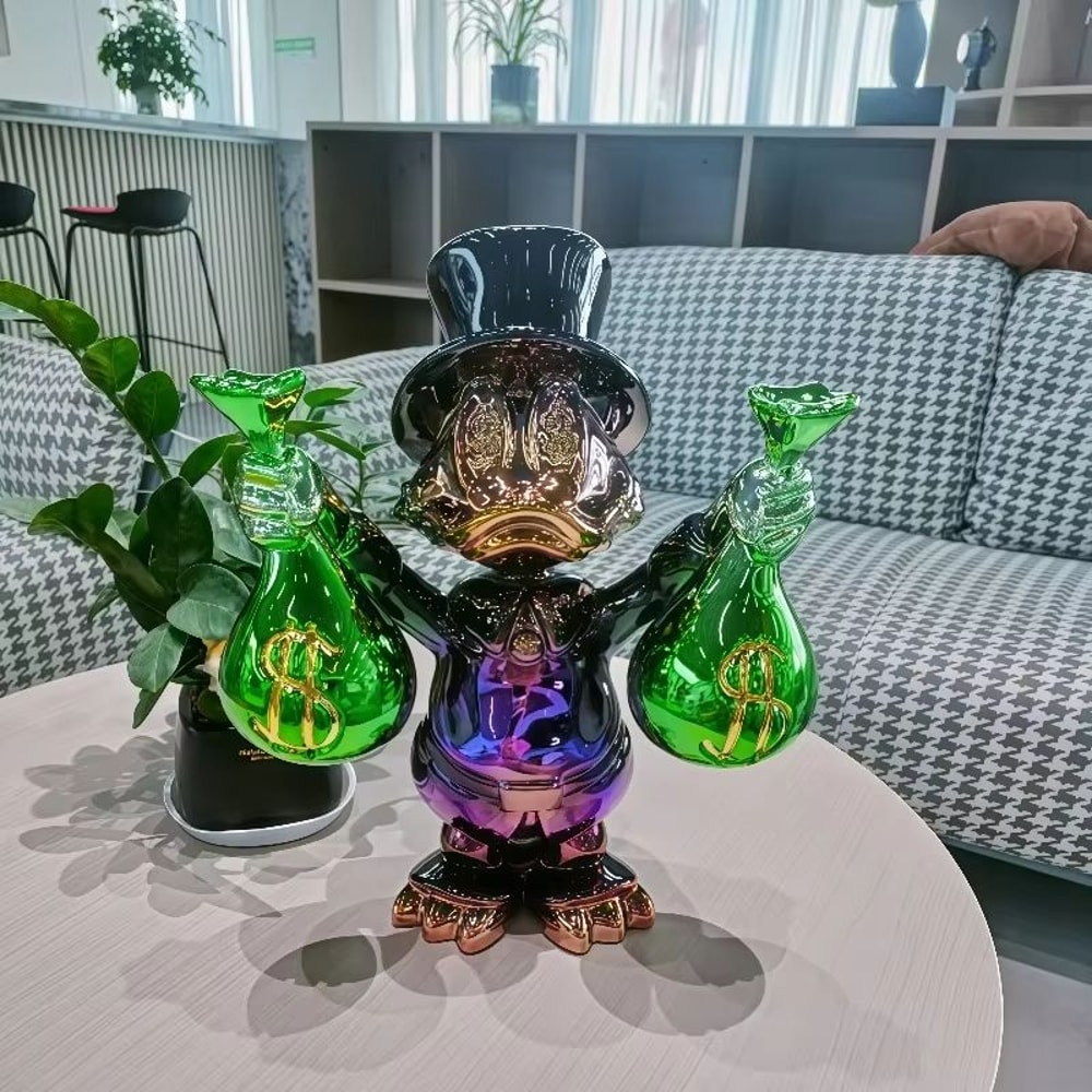 Kawaii Donald Duck Money Bag Resin Statue Large Cartoon Decor Figure 6